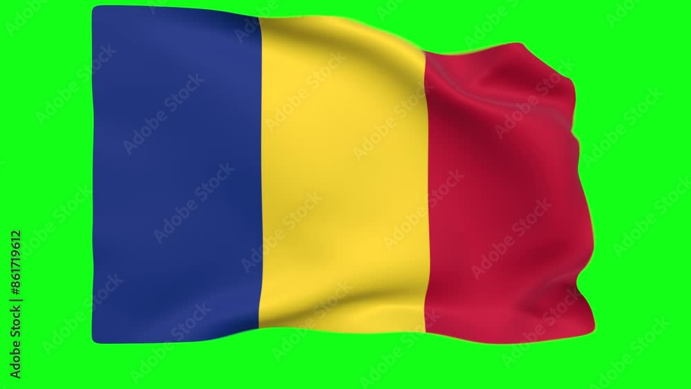Waving flag of Romania Animation 3D render Method Waving flag of Romania Animation 3D render Method