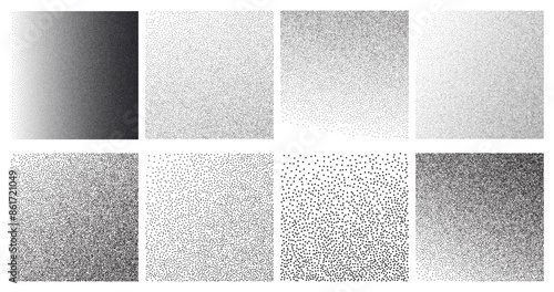 Photography Collection of eight black and white stippling texture patterns
