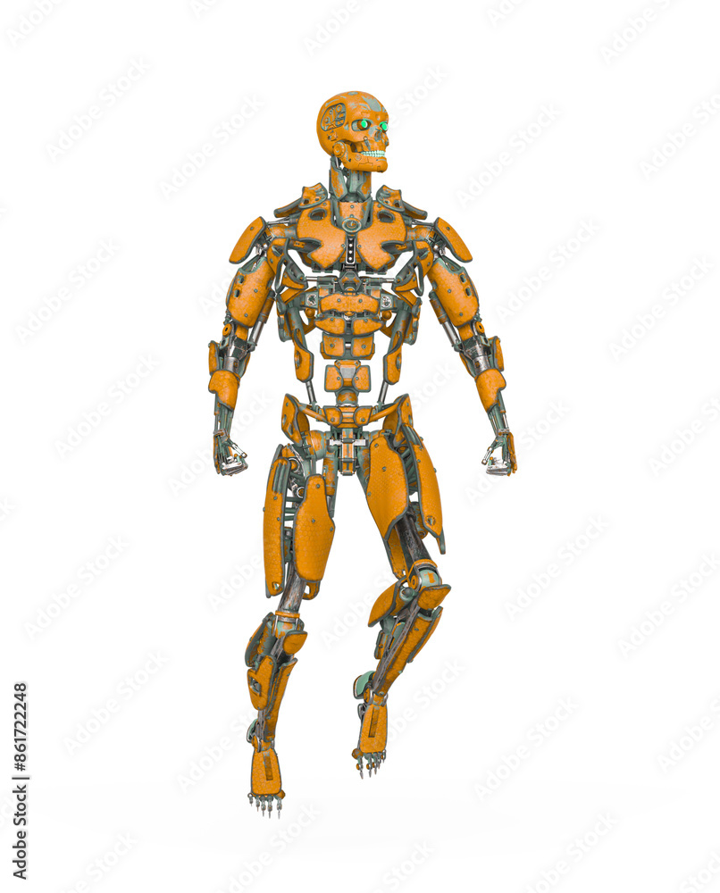 mega cyborg is floating and ready for action in white background mega cyborg is floating and ready for action in white background