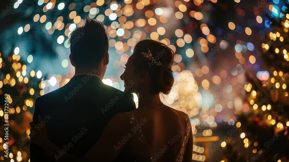 young couple celebrating new years eve with fireworks hollywood star glamour style young couple celebrating new years eve with fireworks hollywood star glamour style