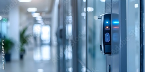 Office door security using fingerprint scanning access control system for enhanced protection. Concept Office Security, Fingerprint Scanning, Access Control System, Enhanced Protection, Door Security