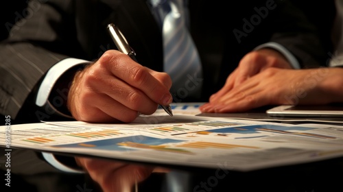 Dynamic Collaboration Business Professionals Analyzing Financial Reports Closeup of Hands and Documents in Discussion