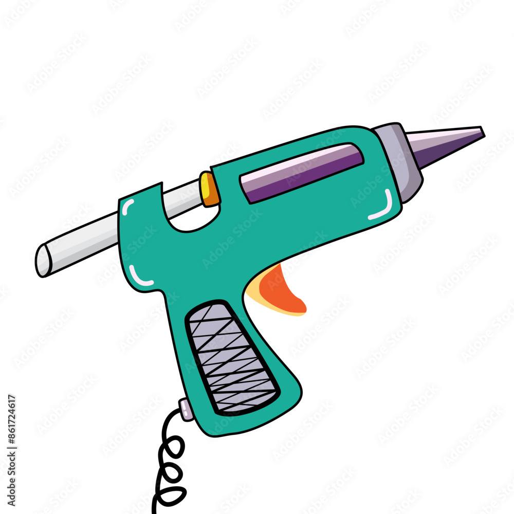 The melt glue gun cartoon. electric tool, plastic hobby, home table melt glue gun sign. vector illustration The melt glue gun cartoon. electric tool, plastic hobby, home table melt glue gun sign. vector illustration