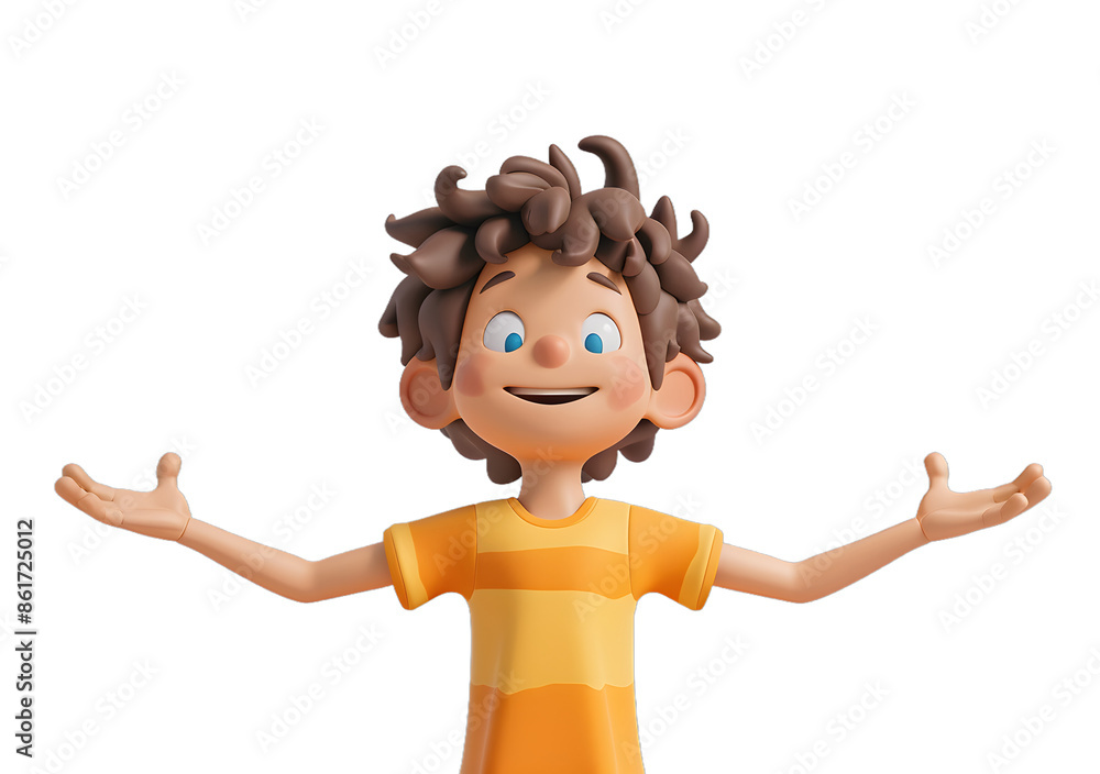 [Transparent Background PNG]Cartoon Boy with Open Arms