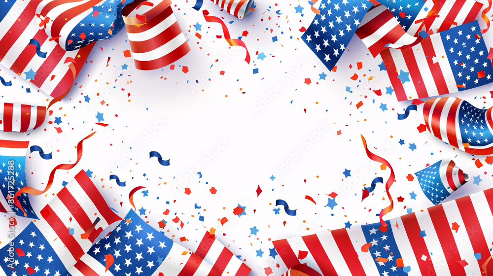 Obraz premium Happy presidents day banner mockup with Americans flag with background