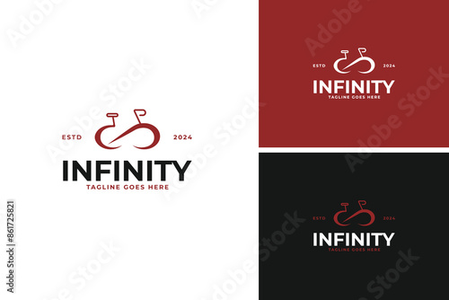 Infinity and bicycle logo design vector illustration template idea