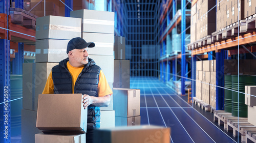 Man in logistics warehouse....