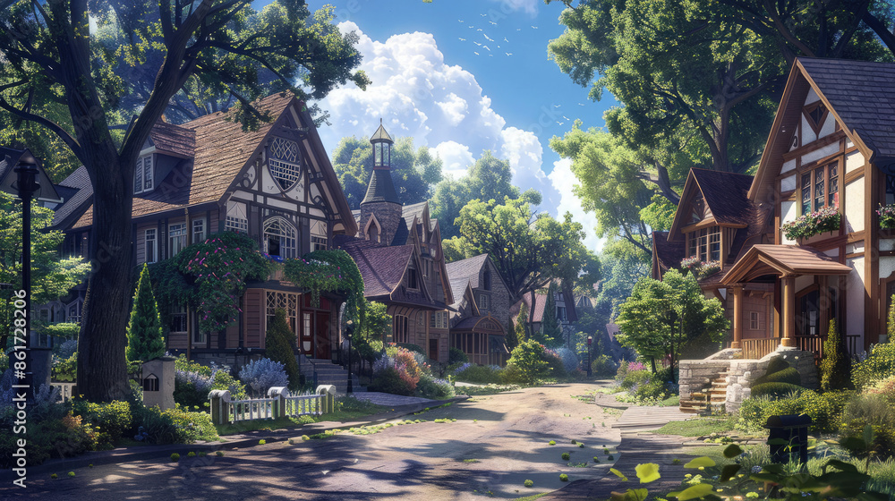 A charming road lined with beautiful houses, each exuding its unique character. The landscape is adorned with a mix of architectural styles, creating a picturesque and inviting neighborhood. A charming road lined with beautiful houses, each exuding its unique character. The landscape is adorned with a mix of architectural styles, creating a picturesque and inviting neighborhood.