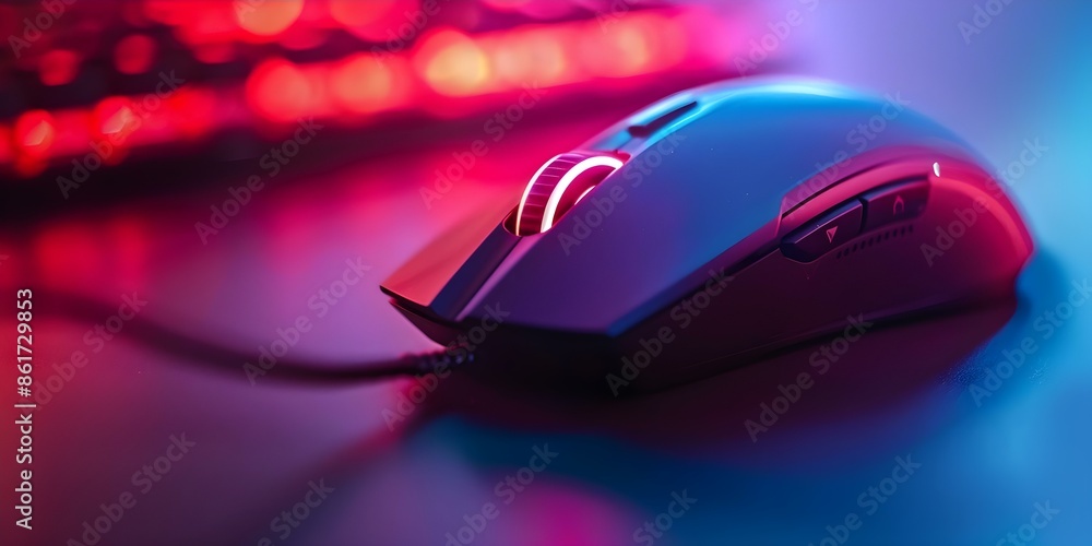 Computer mouse clicks enable safety settings for online gaming in closeup. Concept Online Gaming, Computer Mouse, Safety Settings, Close-up Shot, Technology
