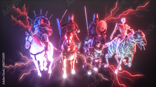 Fotografie The Four Horsemen Apocalypse render 3d