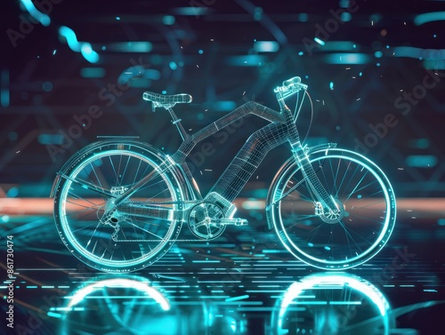 Futuristic modern technology bicycle abstract background.AI generated image photo