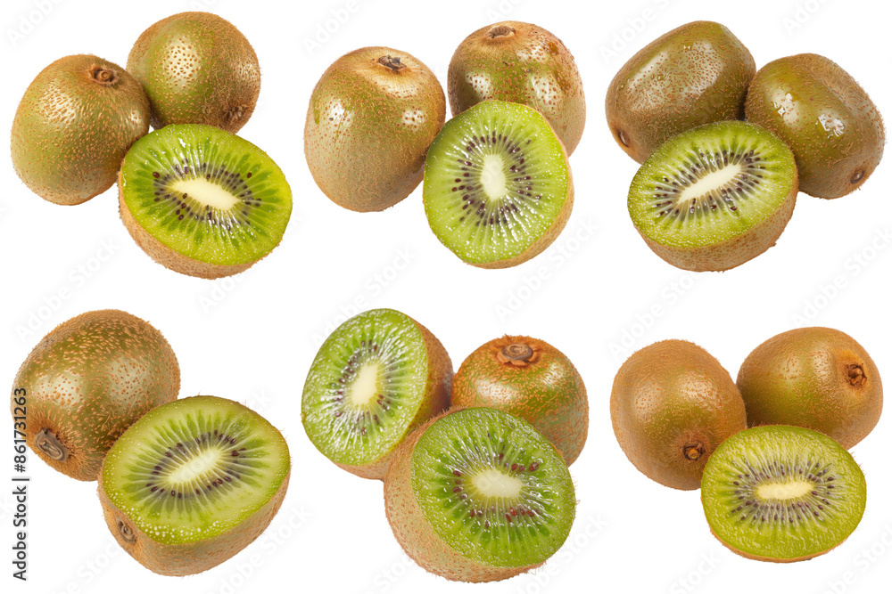 Fototapeta premium Kiwi, fruit realistic Illustration. Realistic PNG file. Mockup template for artwork graphic design