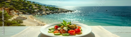A fresh Greek salad with tomatoes photo