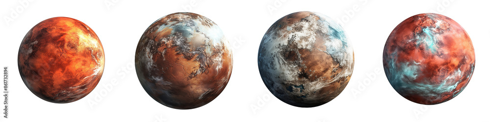 Collection of realistic planets isolated on transparent or white background Collection of realistic planets isolated on transparent or white background
