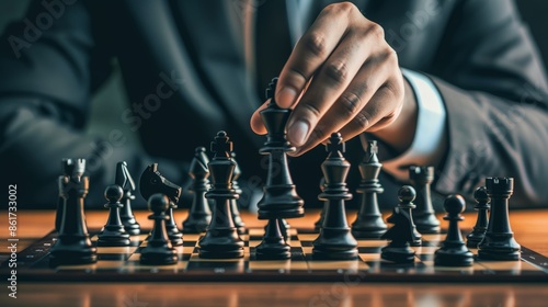 chess battle, victory, success, leader, teamwork, business strategy . business man wear business suit move prepare move king chess pieces, plan strategy lead successful business competition leader.
