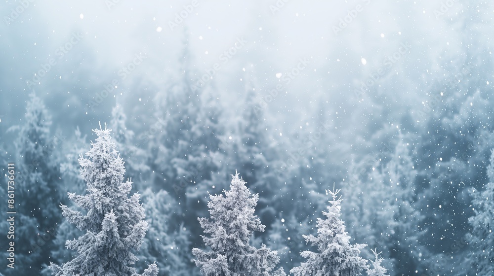 A picturesque winter scene featuring a forest of snow-covered evergreen trees, capturing the quiet beauty and peacefulness of a snowfall. A picturesque winter scene featuring a forest of snow-covered evergreen trees, capturing the quiet beauty and peacefulness of a snowfall.