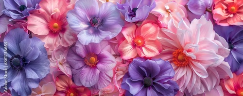 abstract seamless background of bouquet of pink and purple flowers