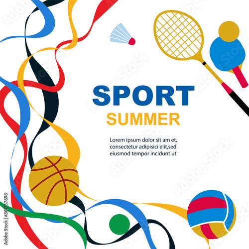 Sports background with colorful wavy stripes. Abstract colorful background with waves	
