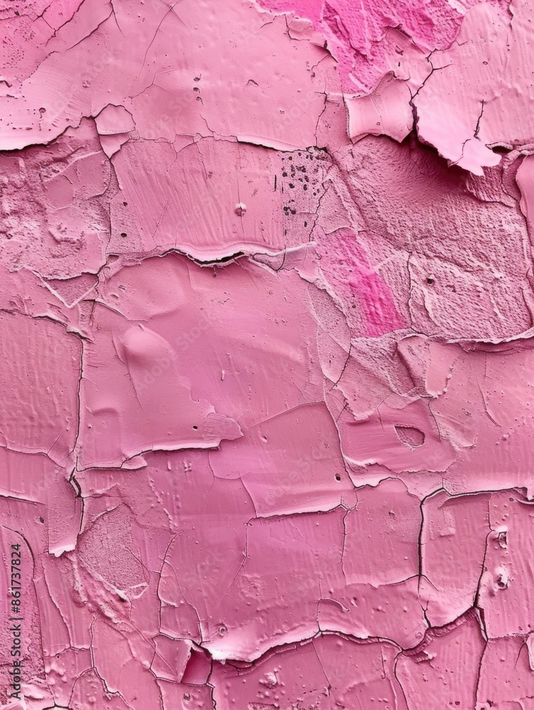 A pink wall with a lot of cracks and peeling paint. The wall is covered in pink paint, but it looks like it's been painted over many times, and the paint is chipping away. The wall has a rough A pink wall with a lot of cracks and peeling paint. The wall is covered in pink paint, but it looks like it's been painted over many times, and the paint is chipping away. The wall has a rough