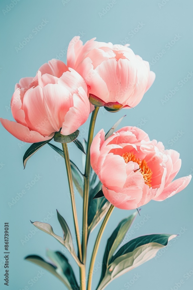 Fototapeta premium A simple arrangement of pink flowers in a glass vase placed on a table