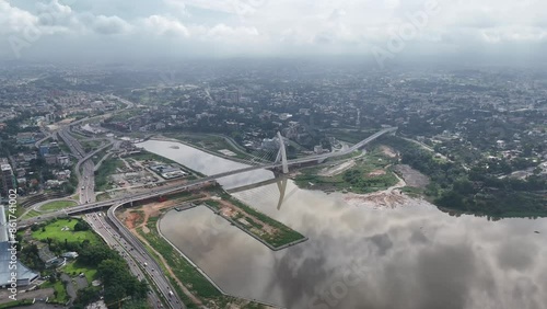 Aerial video of the city of Abidjan, Ivory Coast, South Africa.