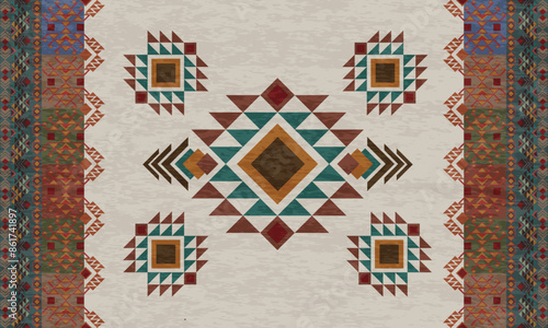 Native American tribal fabric motif pattern. Navajo fabric motif pattern, abstract vector motif. For fabrics, clothing, blankets, carpets, wovens, wraps, decorations etc