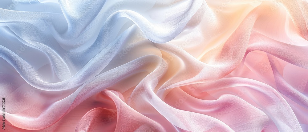 Fototapeta premium Abstract pastel fabric background with soft, flowing waves.