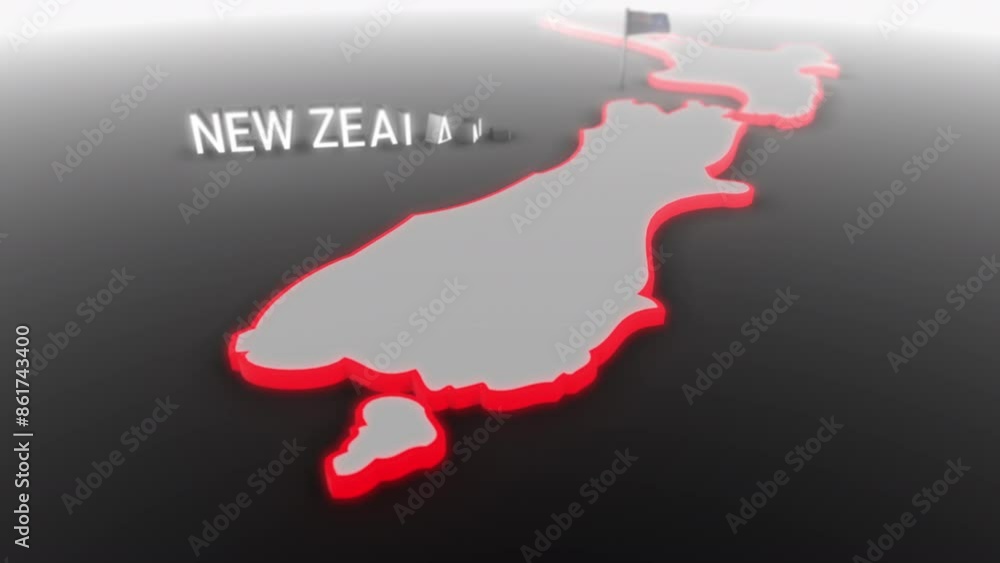 3d animated map of New Zealand gets hit and fractured by the text “War” 3d animated map of New Zealand gets hit and fractured by the text “War”