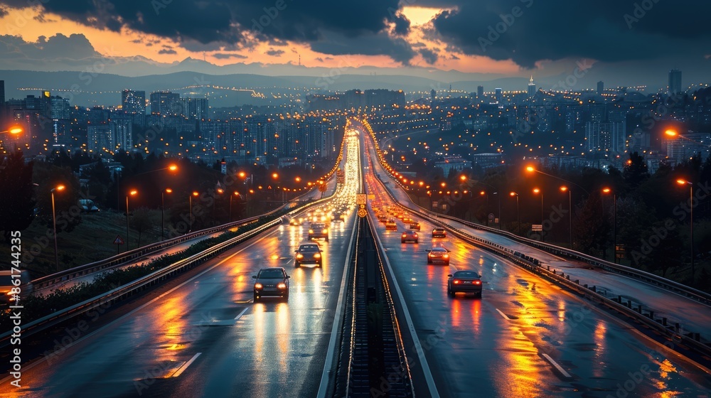 Car driving on the road at night Car driving on the road at night