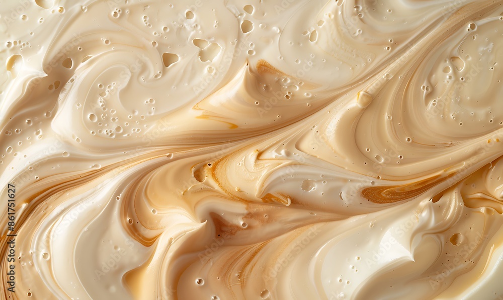 A dynamic swirl of nougat, milk, and caramel, forming a wave-like pattern with a creamy backdrop A dynamic swirl of nougat, milk, and caramel, forming a wave-like pattern with a creamy backdrop