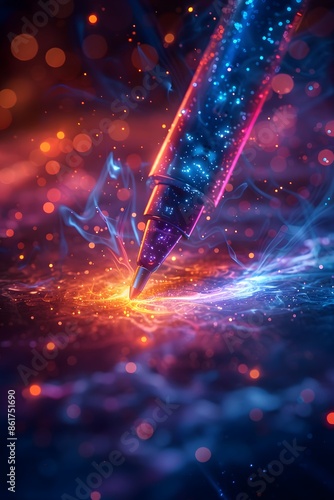 Ganache Lease Hologram, Witness a holographic contract being signed with ganache-filled pens, sealing a new lease agreement. Vector illustrate, Furturism