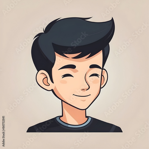 Smiling Cartoon Boy:  A friendly and approachable cartoon illustration of a young man with a warm smile, perfect for representing happiness, youth, and positivity.