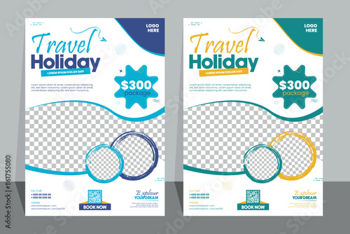 Travel Flyer or Poster Template design layout, Travel agency flyer vector posters for business. 