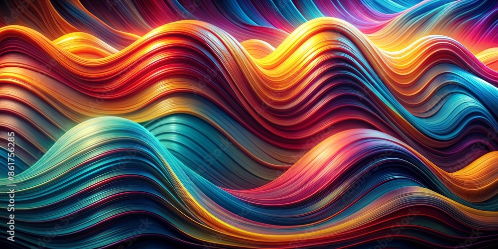 Obraz premium Abstract Colorful Wavy Lines - 3D Render