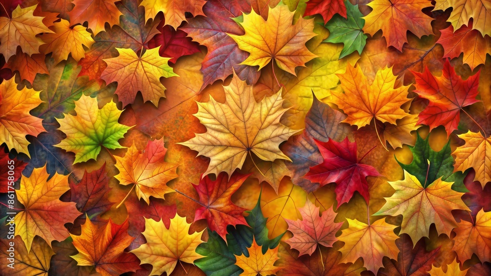 Colorful Autumn Leaves Pattern - Close-up Macro Photography of Fall Foliage Colorful Autumn Leaves Pattern - Close-up Macro Photography of Fall Foliage