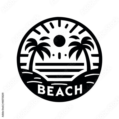 A black beach logo on white simple background