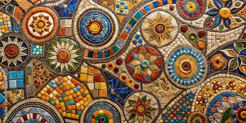 Wallpaper Mural Colorful Mosaic Wall Art Geometric Shapes and Flowers Torontodigital.ca