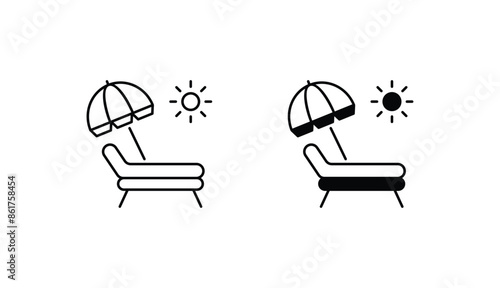 Sunbed icon design with white background stock illustration