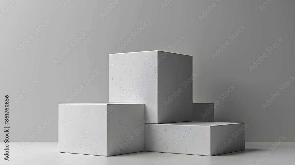 Minimalist arrangement of white geometric blocks on a gray background, showcasing simplicity and modernity in design. Minimalist arrangement of white geometric blocks on a gray background, showcasing simplicity and modernity in design.