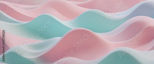 Abstract 3d wavy smooth Minimalist pastel waves elegant and sere photo