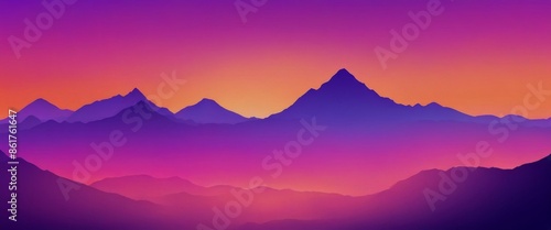 purple and orange landscape Minimalist vector illustration silho photo
