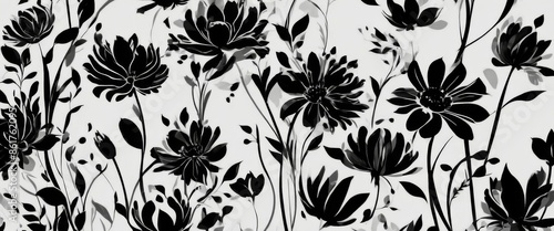 Wallpaper Mural This image displays black Abstract floral pattern Bold silhouett Torontodigital.ca