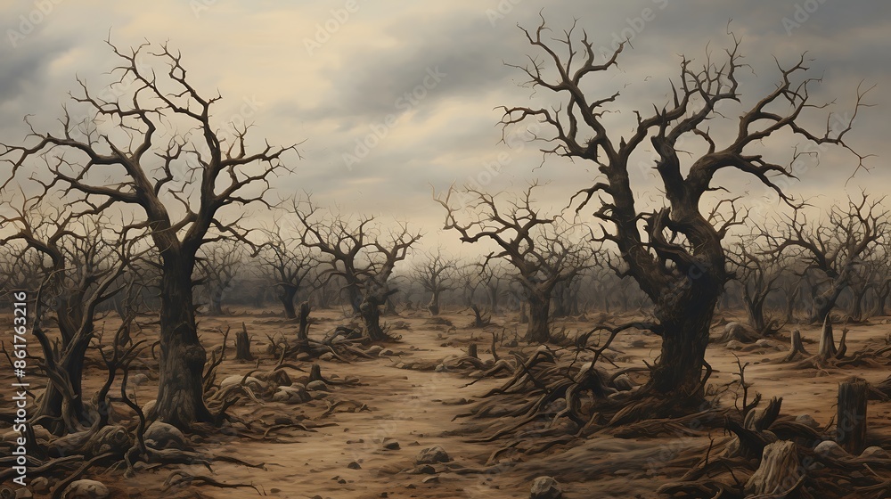 Image Depicting a Desolate Garden in Decay Image Depicting a Desolate Garden in Decay
