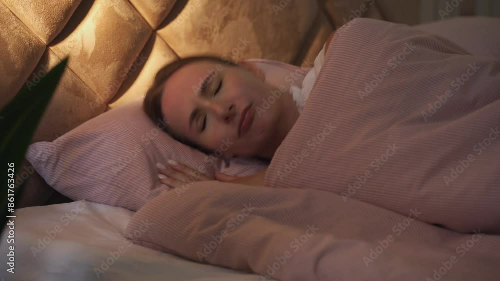 A woman like in bed, unable to sleep, tossing and turning under her blanket. Difficulties of falling asleep and the frustration of a restless night A woman like in bed, unable to sleep, tossing and turning under her blanket. Difficulties of falling asleep and the frustration of a restless night