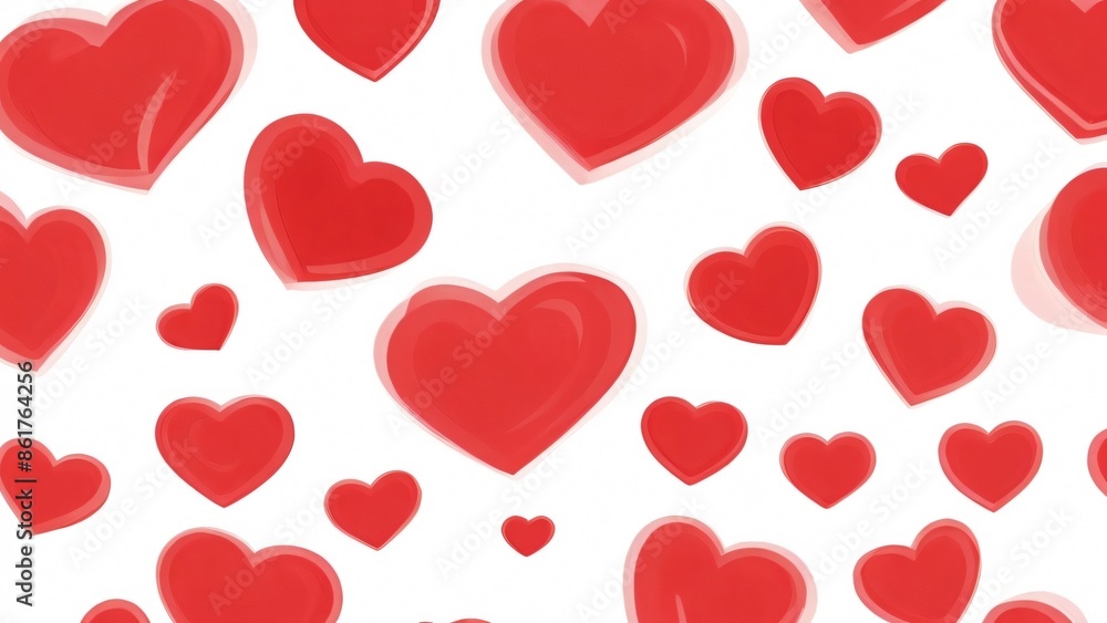 Ilustration many red Valentine's day hearts falling on white background. Ilustration many red Valentine's day hearts falling on white background.