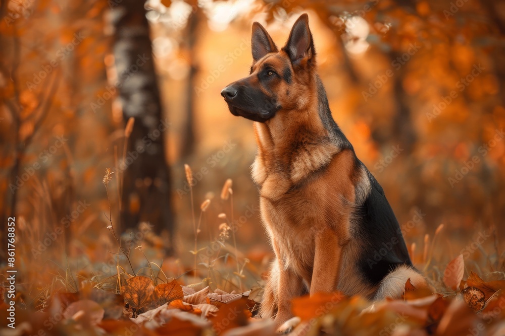 Devoted and obedient german shepherd demonstrating command following in high quality image Devoted and obedient german shepherd demonstrating command following in high quality image