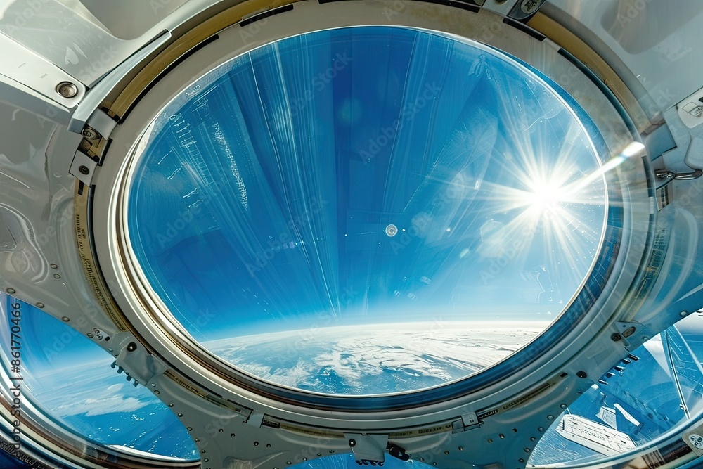 The sun shines into the space ship, lighting up the interior The sun shines into the space ship, lighting up the interior