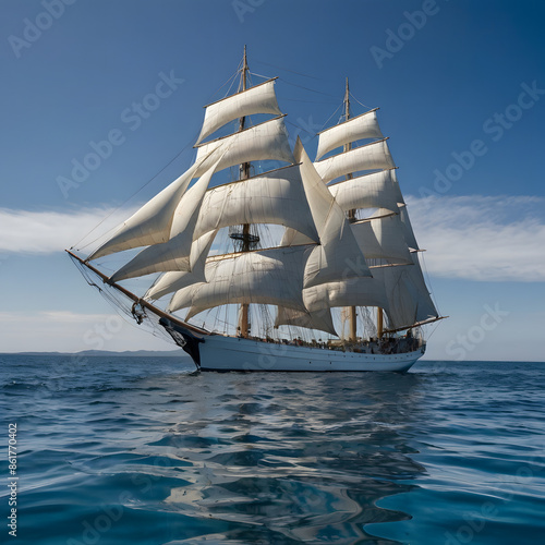 The image shows a ship sailing on the sea photo