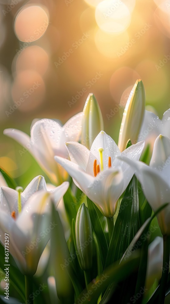 Obraz premium macro closeup of Kala lily in a field, beautiful day with sun shining in from the left, woods in the background, ultra realistic, beautiful colours, sharp image