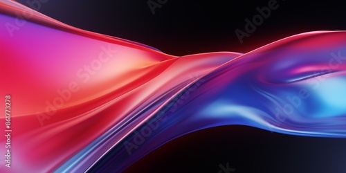 Bright glowing liquid abstract background. Bright smooth luminous waves poster. Fluid banner. Purple. blue, red colors. Digital raster bitmap illustration. AI artwork.